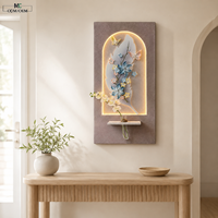 Vente directe usine : Peinture murale décorative LED 3D en grès, motif papillon créatif, combinaison multicouche