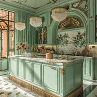 Meubles de cuisine en L de style américain, sur mesure pour toute la maison, en bois massif laqué, armoires intégrées pour cuisine de villa