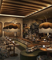 Meubles de restaurant modernes sur mesure, table et chaises carrées pour café-restaurant, projet de restaurant commercial multi-places