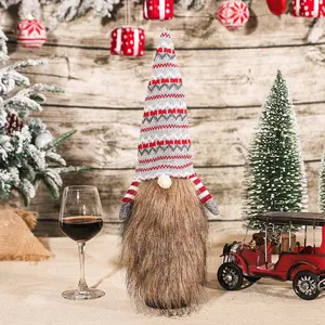 Christmas Gnome Wine Bottle Covers Handmade Tomte Swedish Gnome Knit Wine Bottle Toppers Christmas Dining Table Decor