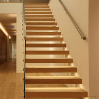 Maßgefertigte Innen-Geradtreppe Massivholz-Stufen Stahlrahmen Modernes Wohnhaus-Treppensystem