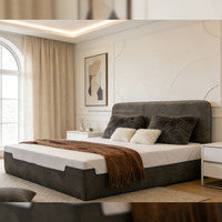 Lit double sans cadre en tissu, taille King Size, avec cadre en éponge compressée sous vide, style moderne, vente en gros