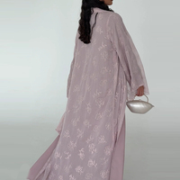 Abaya musulmane de luxe en vente chaude, Abaya Dubaï brodée de fleurs, nouvelle tendance, Abaya ouverte, robe musulmane