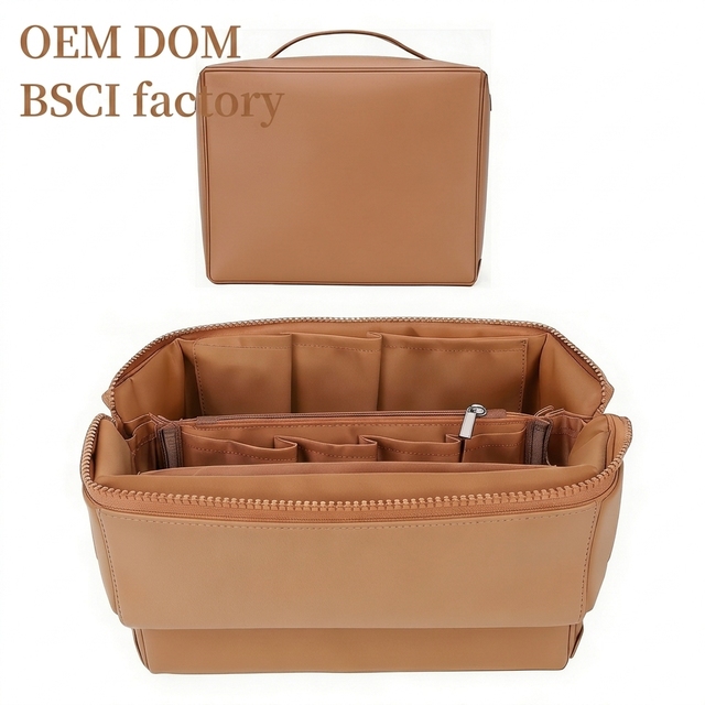 High Quality Fold Down Vegan Leather Make up Bag Cosmetic Bag