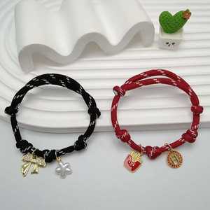 Pulseras Trenzadas Coloridas con Dijes de Esmalte de Peces, <span class=keywords><strong>Cactus</strong></span>, Lazos y Corazones para Uso Diario Femenino - Product Image 4