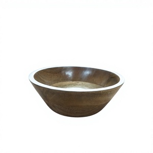 Handmade <b>Eco</b>-Friendly Wood Bowl with Black and White Polka <b>Dot</b> Interior Classic Design for Party Food Serving - Product Image 4
