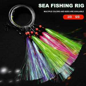 Nouveau 3/0 5/0 Red Octopus Hook Bucktail Teaser Rig Flash Bait Pr-Rigged Saltwater Boat Fishing Rigs for Sea Fishing Techniques - Product Image 2