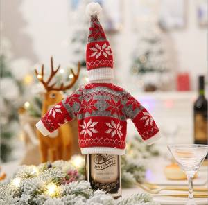 Vente en gros de couvertures de chandails moches tricotés pour bouteilles de vin Ensemble de couvertures de bouteilles de vin <span class=keywords><strong>Gnome</strong></span> de Noël Décoration de couvertures de bouteilles de vin - Product Image 5