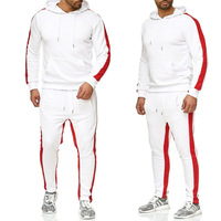 Setelan Olahraga Dua Warna Kustom dengan Hoodie dan Celana Jogger 2 Potong untuk Pria, Cocok untuk Pakaian Gym