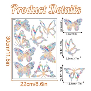 Autocollant de fenêtre couleur capteur de soleil arc-en-ciel prisme papillon autocollant électrostatique en verre PVC autocollant de fenêtre anti-collision - Product Image 4