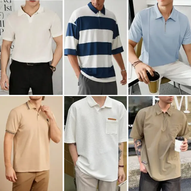 Tout nouveau gros été mode t-shirts col hommes chemises polos golf imprimé décontracté manches courtes expédié au hasard