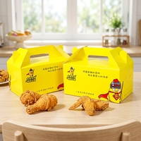 Boîtes d'emballage alimentaire en carton biodégradable résistant à la graisse avec logo personnalisé ZJPACK, avec poignée pour poulet frit/gâteau