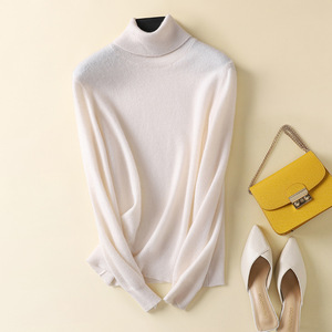 Maglione a collo alto donna autunno inverno 100% in pura lana in stile coreano Cashmere lavorato a <span class=keywords><strong>maglia</strong></span> <span class=keywords><strong>maglia</strong></span> <span class=keywords><strong>maglia</strong></span> maglione con risvolto all'ingrosso - Product Image 6