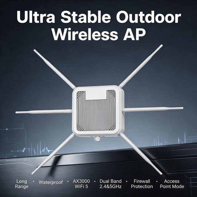 Long Range Ultra Stable Waterproof AX3000 WiFi5 Dual Band Outdoor Router 2.4&5GHz Wireless Access Point With Firewall