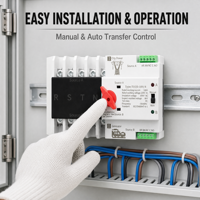 Interrupteur de transfert automatique et manuel triphasé sur rail DIN CNFLY TOQ5-100/4 4P 63A/100A/125A CA, capacité de coupure 10kA