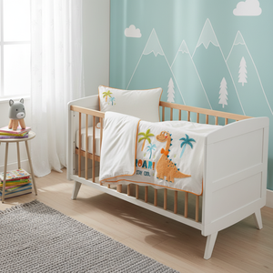 Ensemble de literie pour bébé Kiddo Cream 100% coton brodé, 4 pièces, couette avec nouveau motif pour les nouveau-nés et les tout-petits, pour un usage domestique - Product Image 3