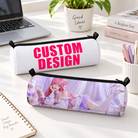 Étui à crayons cylindrique personnalisé, imprimé par sublimation, sac de papeterie à fermeture éclair, marchandises d'anime, fabricant OEM, vente en gros