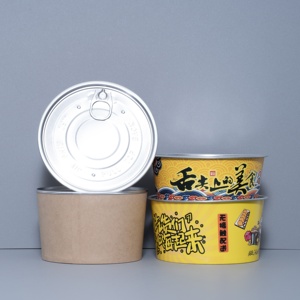 Tazón de papel Kraft de 750cc con patrón personalizado, caja para llevar, contenedores de embalaje de alimentos para ensalada, sopa y ramen con tapas de aluminio completamente abiertas - Product Image 4