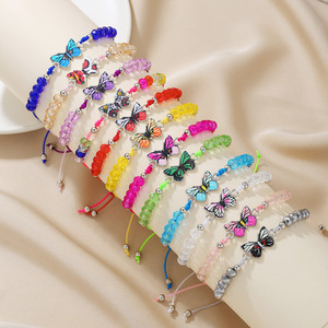 Colorful Woven Butterfly <b>Bracelet</b> Zinc Alloy <b>Crystal</b> Beaded Jewelry Unisex Gift Fashion <b>Bracelets</b> - Product Image 1