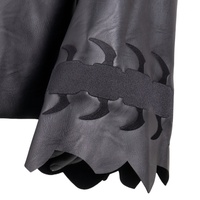 Veste en cuir PU pour homme TOPSHOW, noire, surdimensionnée, à capuche, style gothique, ourlet asymétrique, poignets découpés, avec pendentif croix