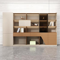 Mueble de Almacenamiento Modular de Madera de Lujo con Estantes Abiertos y Armarios Cerrados para Archivo en Escuelas, Talleres y Oficinas Ejecutivas