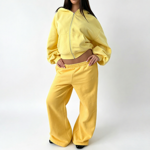 Conjunto Deportivo Informal Personalizado para Mujer, Otoño 2026, Conjunto de Dos Piezas a la Moda, Sudadera con Cierre y Pantalones Deportivos Holgados, Color Sólido, Ecológico, ODM - Product Image 1