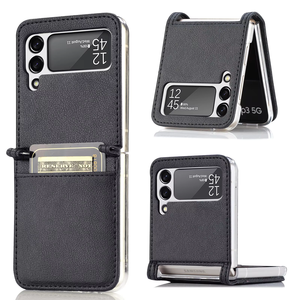 Para Samsung Galaxy Z Flip 4 Funda con ranuras para tarjetas Funda de cuero tipo billetera para Galaxy Z Flip 7 5G Flip <span class=keywords><strong>6</strong></span> 5 - Product Image 1