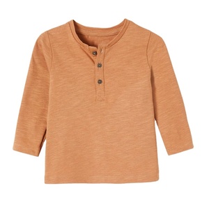 100% algodón orgánico Jersey niño bebé niños niñas manga larga sólido Tops verano manga bebé camisa - Product Image 1