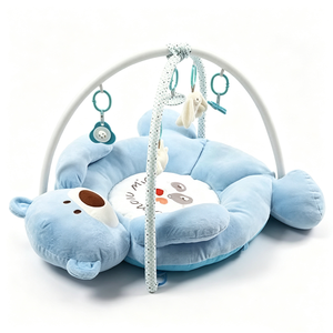Tapis d'éveil personnalisé pour bébé avec jouets suspendus, tapis d'activité en peluche bleue pour le temps sur le ventre, rembourré en coton, unisexe - Product Image 4