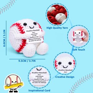 Mini poupée en laine tricotée au crochet, amusante et positive, en forme de ballon de baseball, football ou basketball, faite à la main, pour le soutien émotionnel, cadeau pour enfants, garçons et hommes - Product Image 1