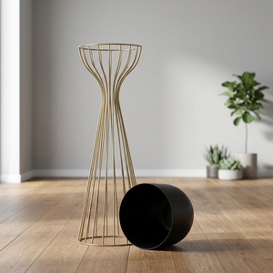 Pot de fleurs en métal noir avec support en fil métallique haut, pot de fleurs décoratif moderne pour plantes d'intérieur, salon, chambre, bureau - Product Image 5