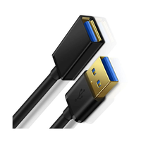 Kabel Ekstensi USB 3.0 5Gbps Berkualitas Tinggi dari Pabrik Shenzhen, Tembaga Tanpa Isolasi, Male Female, 1m/1.5m/3m untuk Printer Komputer