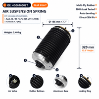 Ressort pneumatique arrière droit Wanray avec contrôle de hauteur pour A6 C7 4G Allroad 2011-2018 4G0616002T