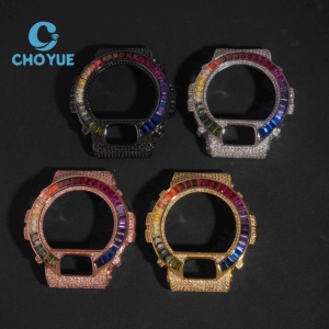 Custom Made New Design Color Rose Gold 925 Silver DW6900 Copper Zircon <b>Watch</b> Bezel - Product Image 6