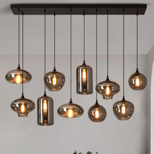 <span class=keywords><strong>Lampadario</strong></span> Moderno Nordico in Vetro Grigio Fumo a Sfera per Isola Cucina e Ristorante - Product Image 2