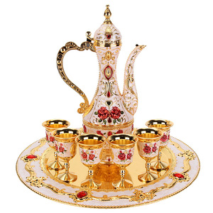 แก้วไวน์เซรามิกเลียนแบบโบราณสไตล์ยุโรป, ขวดไวน์ขาว, ชุดของขวัญแก้วไวน์โลหะผสมดีไซน์สร้างสรรค์ - Product Image 1