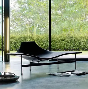 Tasarımcı recliner Massad salonu şezlong İtalyan lüks terminali 1 siyah deri kanepe sandalye modern