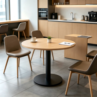 Pied de table de bureau robuste en métal noir rond à colonne unique