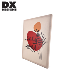 Impression sur toile personnalisée DX Designs, feuille de palmier <span class=keywords><strong>abstraite</strong></span> minimaliste, art mural - <span class=keywords><strong>Peinture</strong></span> sur toile aux tons rouge orangé pour la décoration murale de la maison - Product Image 2