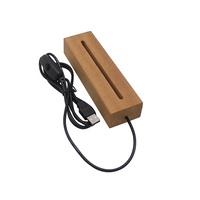 Vente en gros USB Veilleuse LED Support en bois 3D Acrylique Illusion Lampe Base avec bouton interrupteur