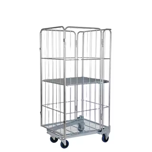 रोल कंटेनर तीन तरफ ढहने योग्य गोदाम लॉजिस्टिक्स ट्रॉली 500 किलोग्राम चार पहियों के साथ अनुकूलित - Product Image 5