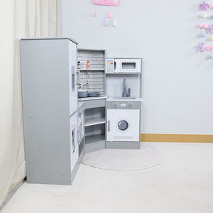 Cuisine en bois pour enfants - Réfrigérateur, lave-linge, four et micro-ondes pour jeu d'imitation avec écrans numériques réalistes - Product Image 5