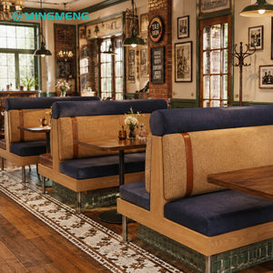 Modern Two-Tone Fabric Booth Seating Solid Oak Frame <b>Restaurant</b> Sofa Commercial Cafe Furniture - Product Image 2