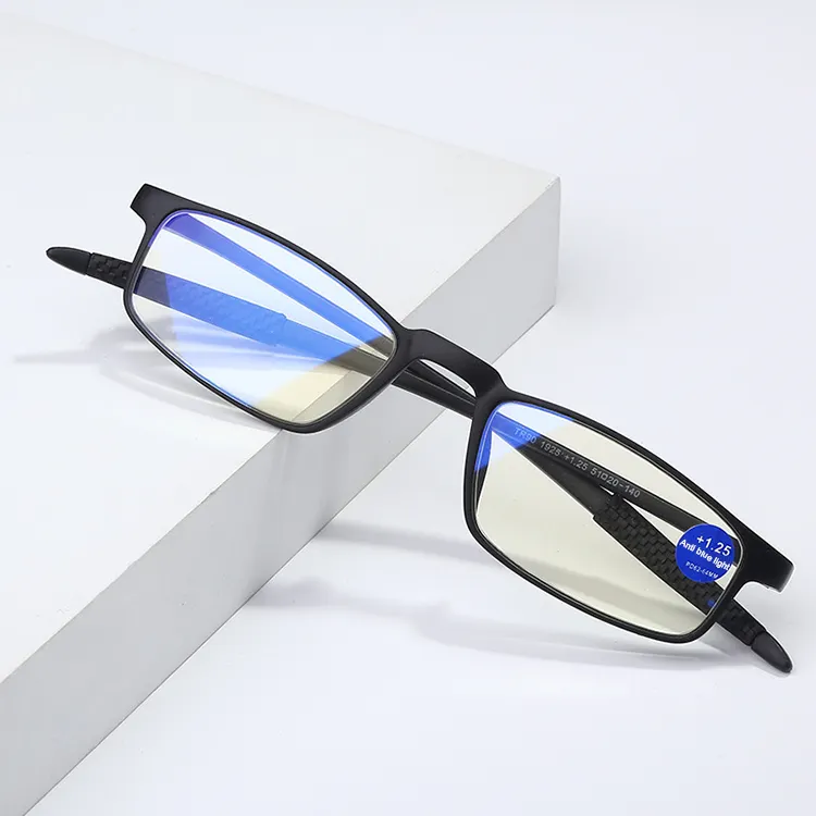 Occhiali da lettura Anti luce blu TR90 occhiali da vista all'ingrosso anti fatica portatili importati HD con gancio