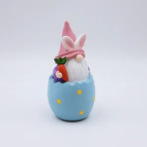 사용자 정의 공예 북유럽 hme 축제 장식 3D 미니 동상 도매 귀여운 수지 블루 그놈 토끼 귀 인형 선물