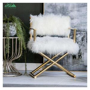 होटल परियोजना के लिए लक्जरी गोल्ड फिनिश ऊन कपड़े लाउंज कुर्सी धातु फ्रेम हाई-एंड डिजाइन - Product Image 4