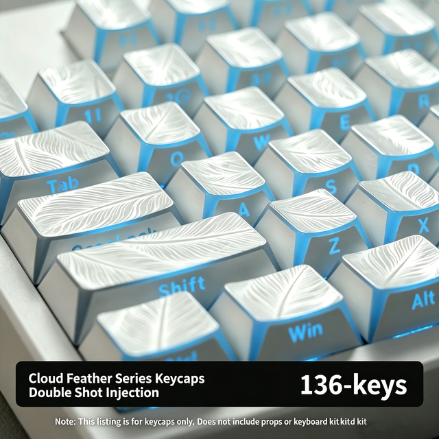 ZORNHER Cloud Feather-Pearl White Keycaps 136 Keys Double-Shot Shine-Through OEM OEM Factory Tall Profile Keycaps