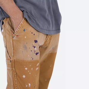 OEM Latest Designer Style Bell Bottom Denim Pants Graffiti Paint Splatter <b>Elastic</b> <b>Jeans</b> Custom Denim Stacked Flare <b>Jeans</b> Men - Product Image 5
