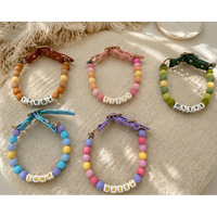 Collier pour chien personnalisé avec perles, en silicone souple et cuir PU, réglable, fait main, confortable, élégant, plusieurs couleurs