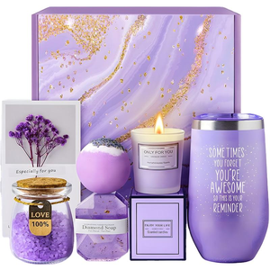 Hot Selling Luxury Pink Gift Set Crystal Salt Rose Bath Bomb Scented Candle Insulated Tumbler Birthday Gift Sets for Women
